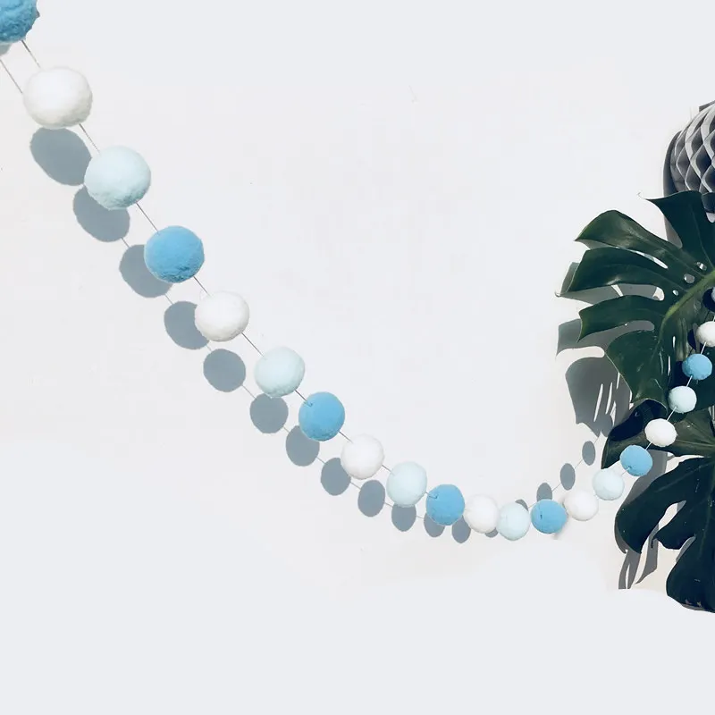 2.5Meter Colorful Pompom Pendant Garland Ins Nordic Series Wool Felt Ball String DIY Handmade Nursery Children Room Decor