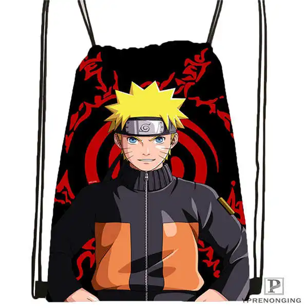 Drawstring Backpack Стикеры с Наруто походная сумка на шнурке милый рюкзак для детей(черная спинка) 31x40 см#2018611-2(5 - Цвет: Drawstring Backpack