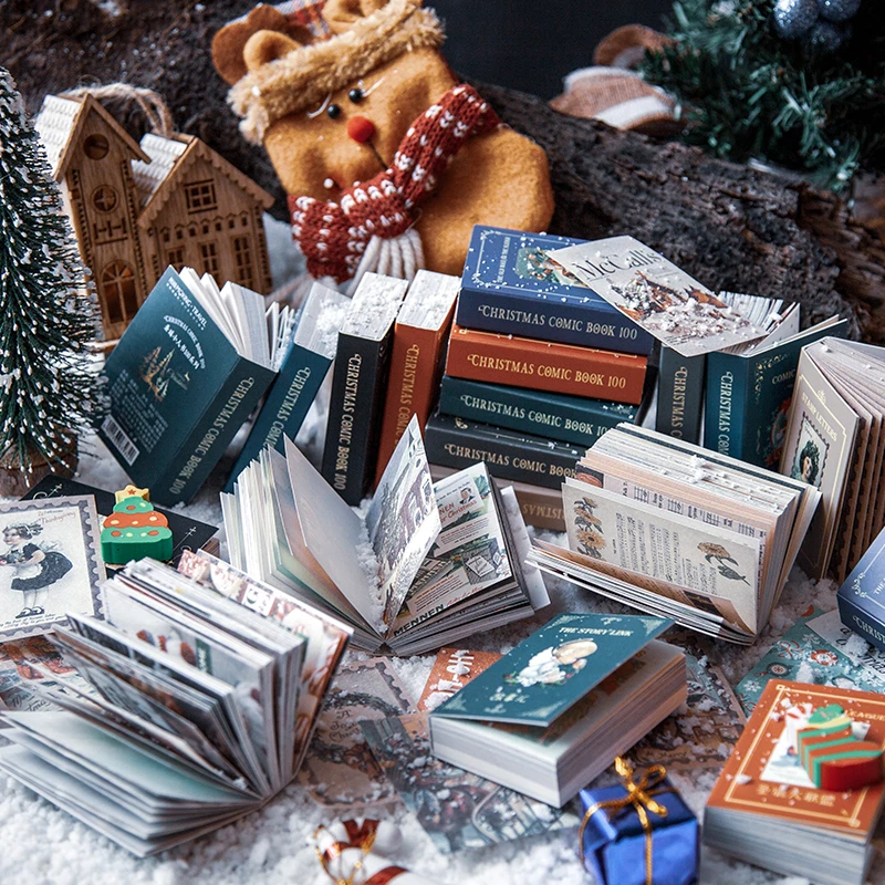 

300 pcs of Christmas material Handwritten paper card Scrapbook Journal Bullet DIY card making decoration retro paper LOMO