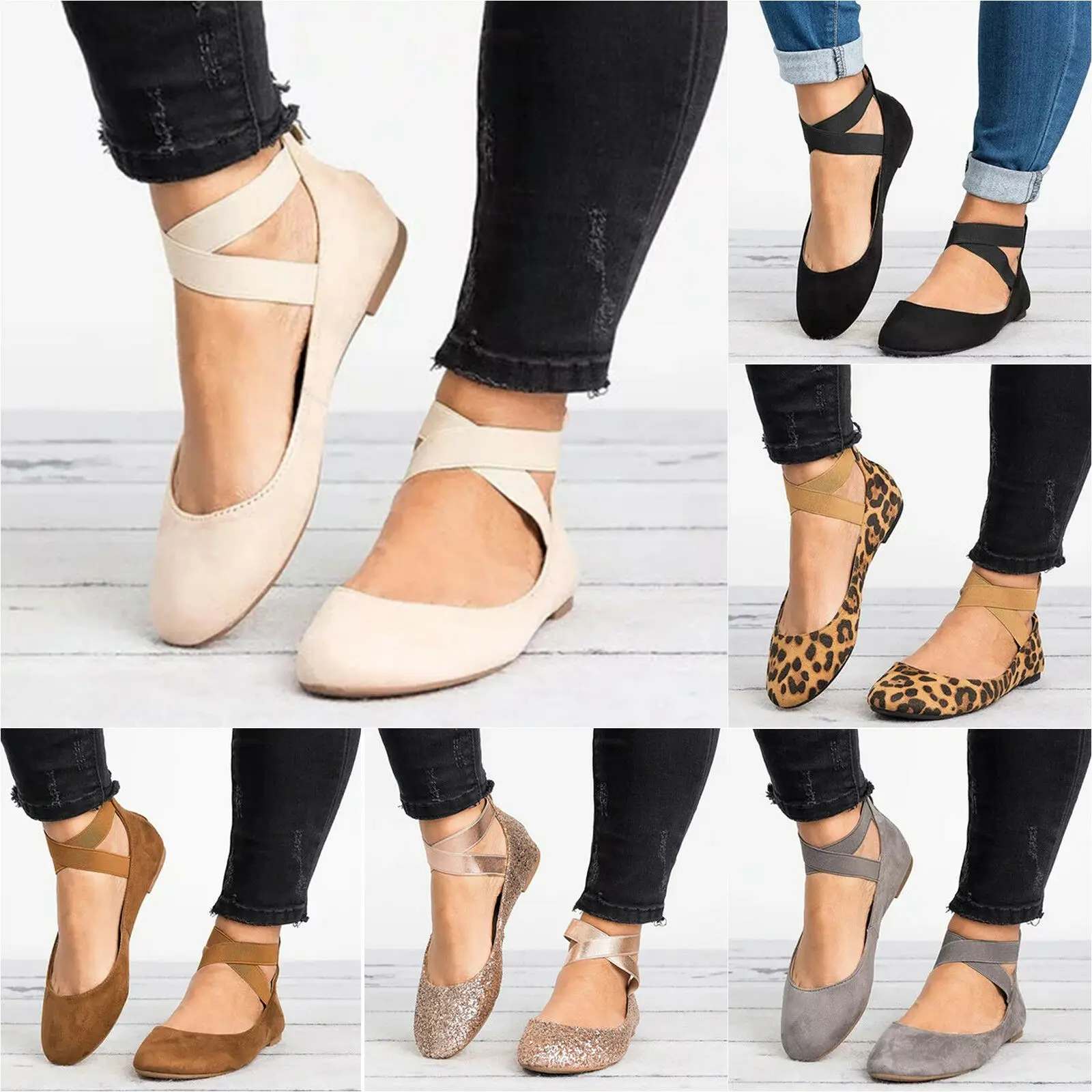 

2020 Spring Autumn Summer Women Ballet Ballerina Dance Ankle Strap Slip On Flat Casual Shoes