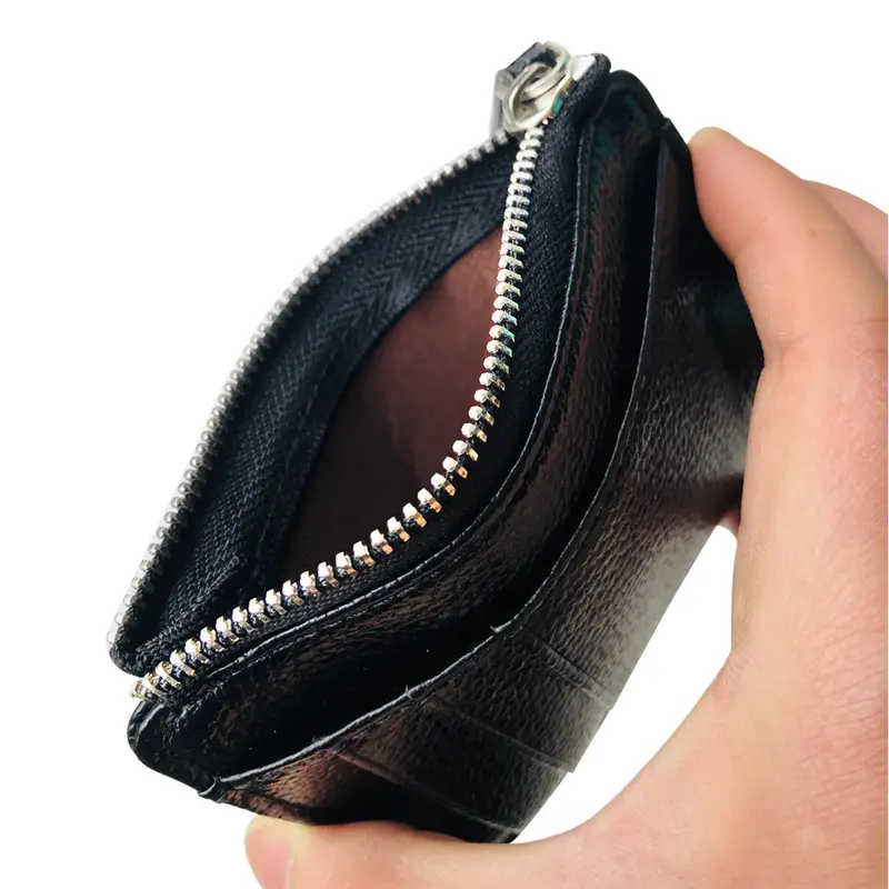 2024 New Soft Men Wallet Solid Color PU Zipper Card Holder Mini Short Coin Purse Wallets 1Pc Women Slim Card Case Business - Image 2