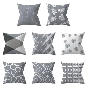 

Lovely Pattern Pillowcase 45*45CM Decorative Print Throw Pillowcase Gray Geometric Solid Square Pillow Covers For Bed