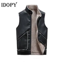 Idopy, мужская куртка из искусственной кожи, Мужская мотоциклетная куртка, Осень-зима, теплые куртки, Повседневная жилетка, L-6XL