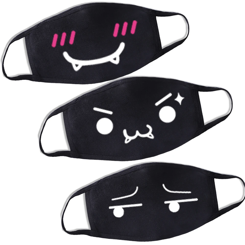 

1pc Black Cute Bear Mask Lovely Cartoon Cotton Dust Masks Festive Party Respirator Expression Respirator Mask Novelty Funny Mask