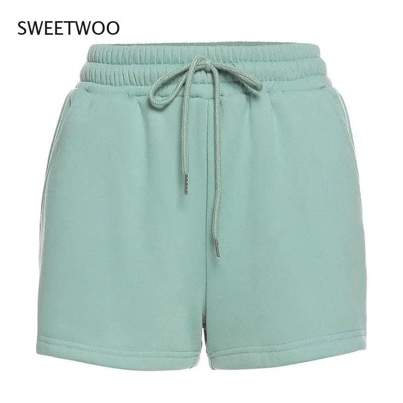 2021 Spring and Summer Two-Piece Female Letter Embroidered Fleece Thickened Loose Wild Casual Sweater Shorts Suit Women