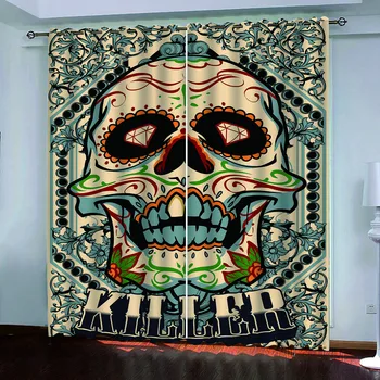 

Halloween Window Curtain Beauty Embrace Skeleton Pattern Bathroom Decor Polyester Waterproof Fabric