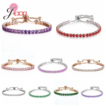 

New Fashion Trend High Quality Female Crystal Bracelet Multiple Color Option Genuine 925 Sterling Silver Bracelet For Women Girl