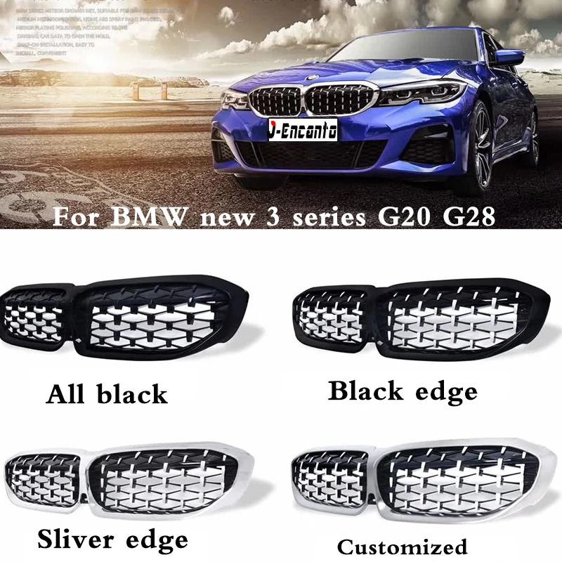 Gloss Black Front Kidney Grille for BMW G20 G28 2019-2020 ABS Plastic Single Line Racing Grille