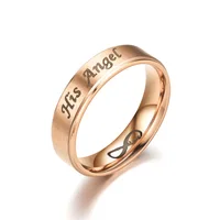 AsJerlya 6mm Couple Rings Her Demon His Angel Black Ring For Women Men Stainless Steel Eternal LOVE Jewelry Accessories 2