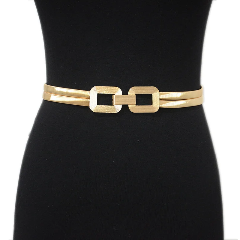 Women Golden Dress Decor Waist Belt Girls Skinny Waist Chain Female Belt Vintage Metal Elastic Belts wide belts