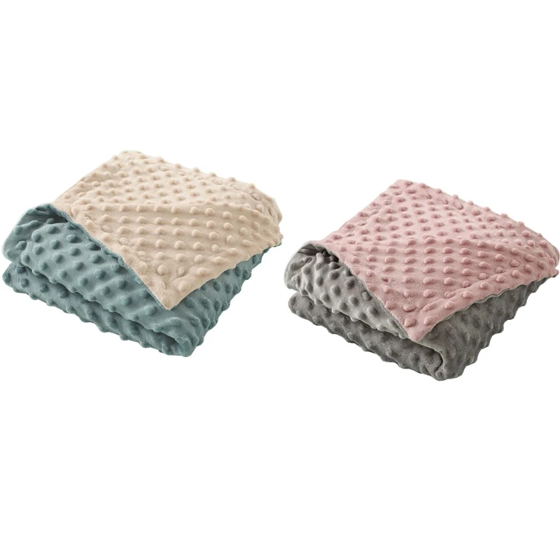 

Soft Minky Baby Receiving Blanket Mink Dotted Double Layer Swaddle Wrap Bedding 85DE