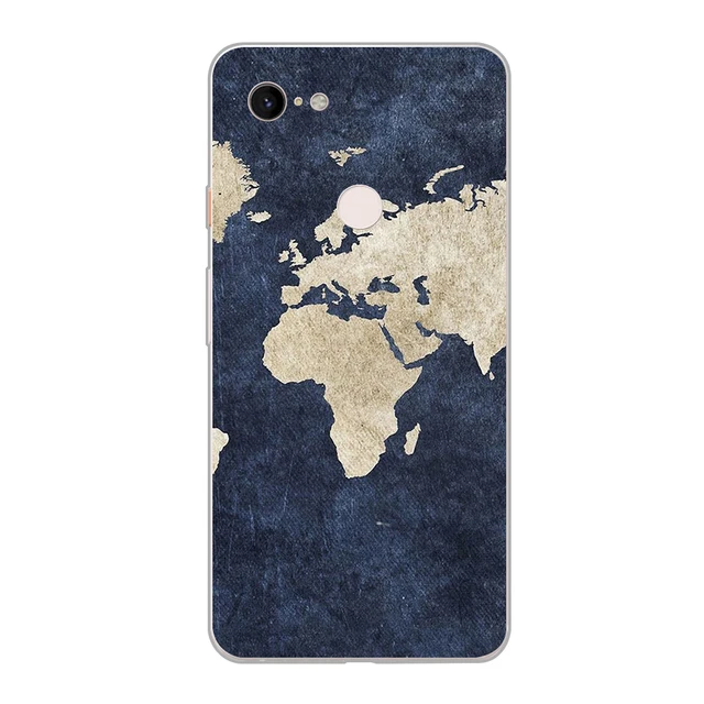 ciciber Funda Case for Google Pixel 5 4 3 2 XL Luxury Map Wanderlust Fashion Vogue Soft Silicone for Google Pixel 4a 3a XL Coque W2356