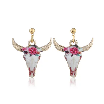 Fashion Ethnic Style Statement Earrings for Women Cattle Cowhead Pattern Earring Ear Pendants Modern Womens Eardrop