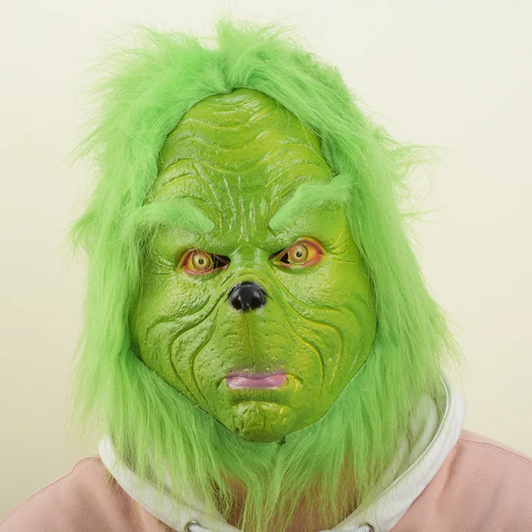 Веселая Рождественская Карнавальная маска Grinch, Вечерние Маски, Рождественская латексная маска на всю голову, костюм для взрослых, маска Grinch, реквизит