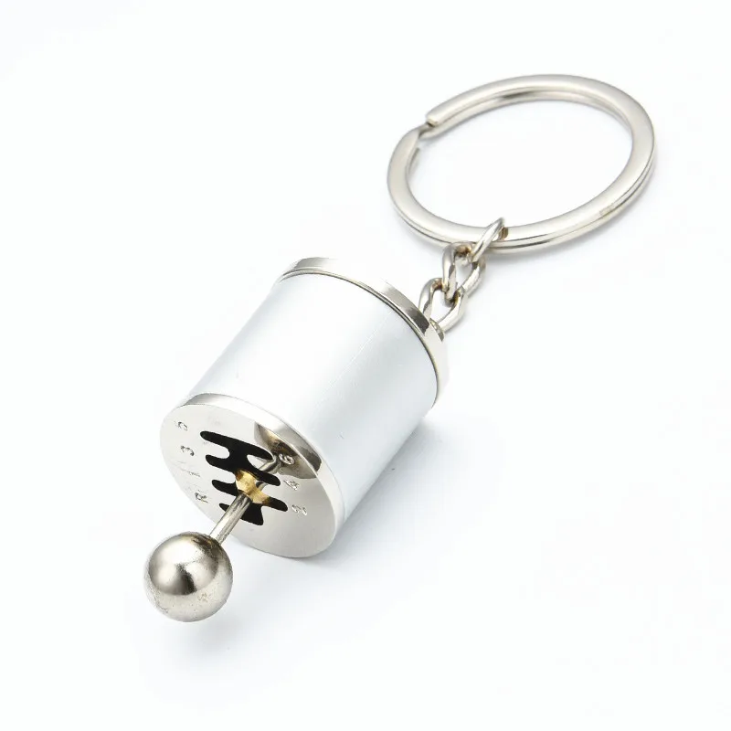 Серебристый Car Gear Box Keychain for Men Women Imitation 6 Speed Manual Car-styling keyring Gear Knob Shift Gearbox Stick Gift Souvenir Hot - Название цвета: Серебристый