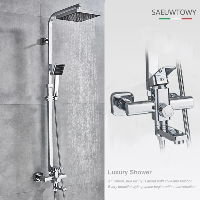 Chroom/Zwart Bad Douche Kraan Draaien Bad Uitloop Wall Mount 8