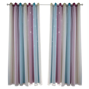 

Star Curtains Stars Blackout Curtains for Kids Girls Bedroom Living Room Colorful Double Layer Star Window Curtains, 1 Panel