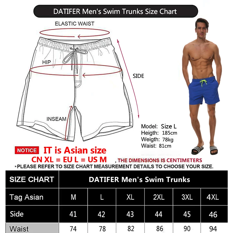 Datifer Mens Board Shorts Surf Swimwear 