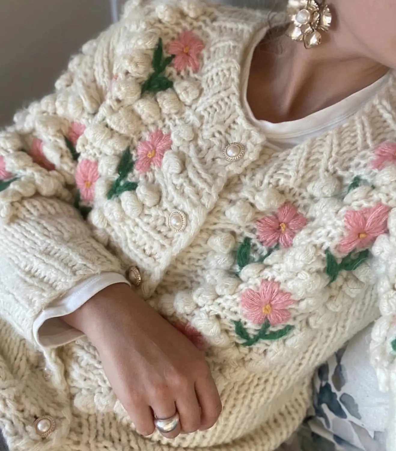 ❤︎ いいな ❤︎vintage flower knit cardigan❤︎ Amazon.com: Women Retro Hand Made Crochet Flower Ball Knit