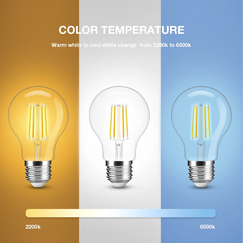 스마트 홈 지그비 3.0 백열등 LED 필라멘트 전구 E27 A60 7W 프로 다이닝 룸에 적합 커피 숍 레스토랑 욕실