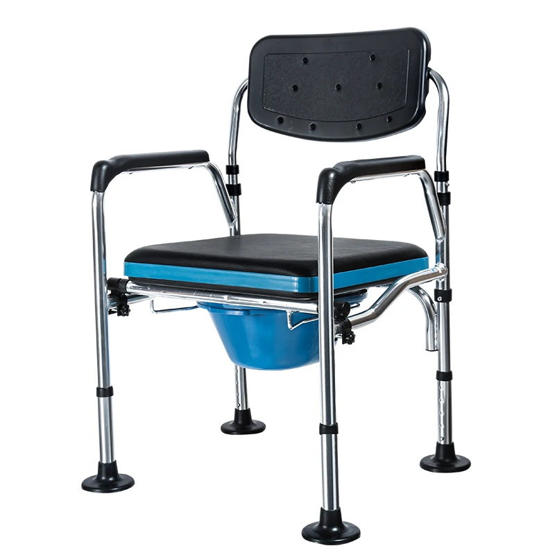 

Household Folding Toilet Chair Elders Potty with Four Wheels Movable Aluminum Alloy Wheelchairs for Old Men Patients