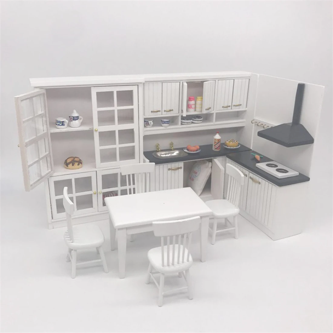  1/12 Scale Miniature Dollhouse Kitchen Furniture Model Doll House Kit for 1/12 Dolls House Kitchen  - 4000109646858