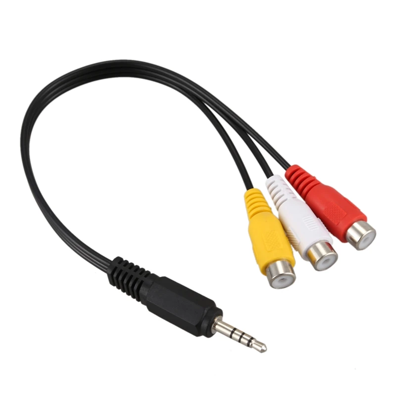 

3.5mm Male Plug to 3 RCA Female Audio Video AV Cable 22cm