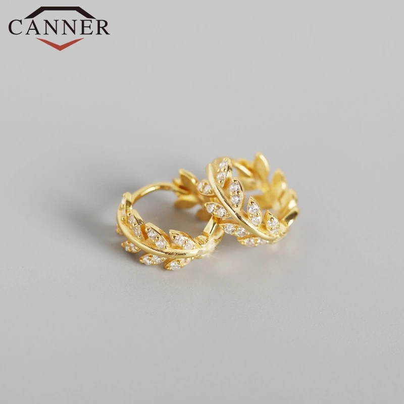 gold 925 пробы серебряные серьги-гвоздики INS с ветровым оливковым листовой циркон для женщин золотые серебряные маленькие серьги-кольца модные ювелирные изделия - Окраска металла: gold