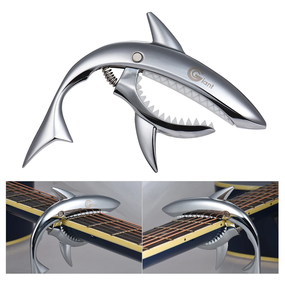 

Clip-on Shark Guitar Capo Clamp Zinc Alloy Silicon Pad for Acoustic Electric Guitars Bass Ukulele