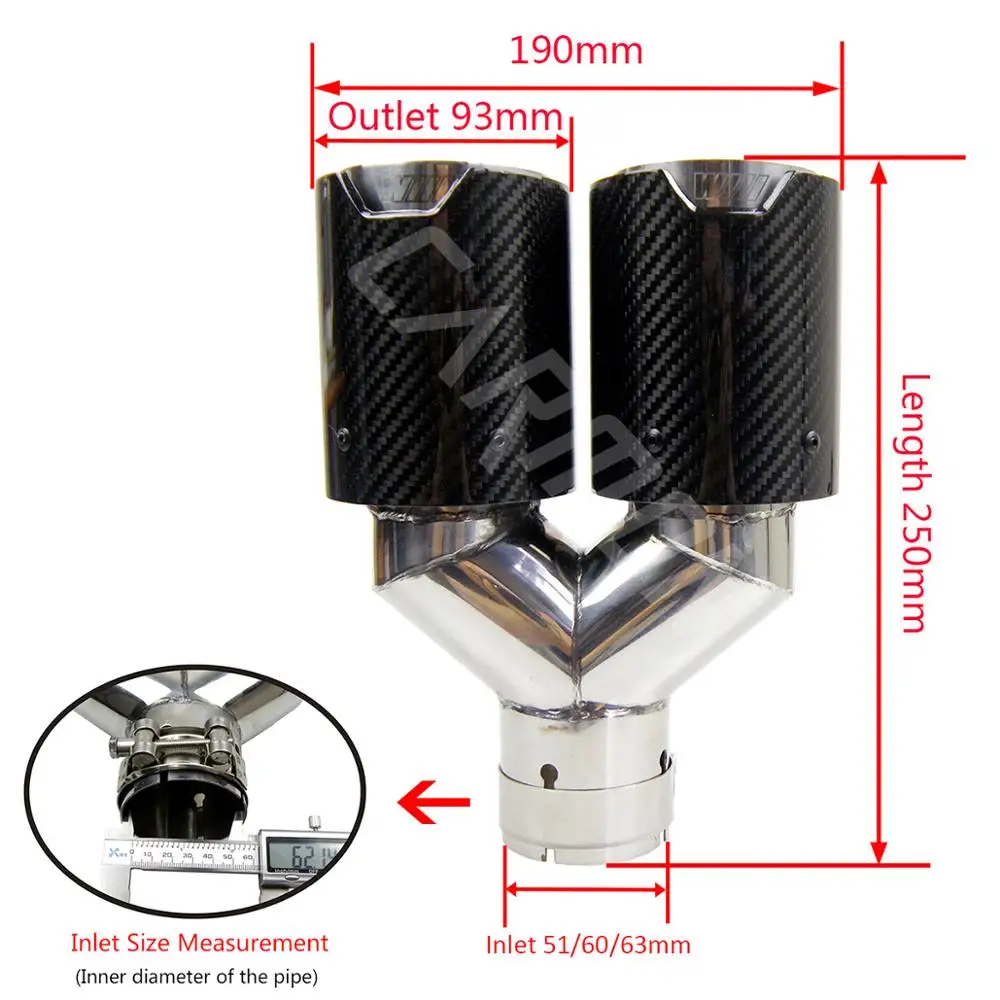 Двойное углеродное волокно+ 304 нержавеющая сталь Универсальный M производительность углеродное волокно выхлопные наконечники концевые трубы глушитель наконечники для BMW