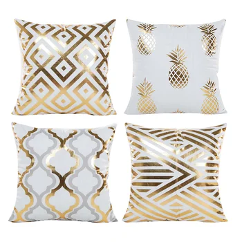 

4pcs Pillowcases Geometric Simple Pattern Pillowcase Printed Peach Suede Modern Throw Pillow Case Home Cover Decorative
