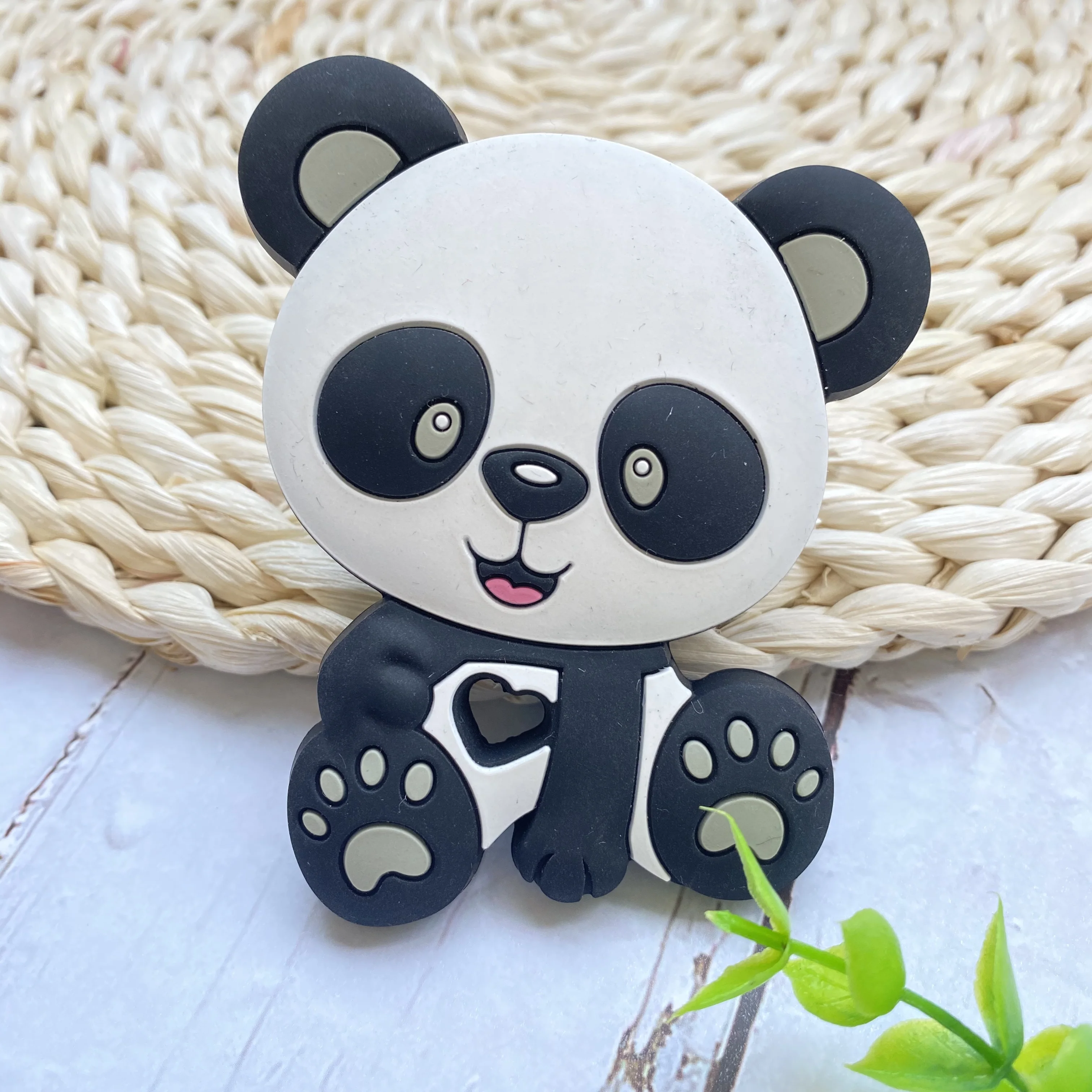 1PCS BPA 무료 팬더 실리콘 Teethers 식품 학년 동물  Teething 비즈 선물 씹는  장난감 설치류 액세서리