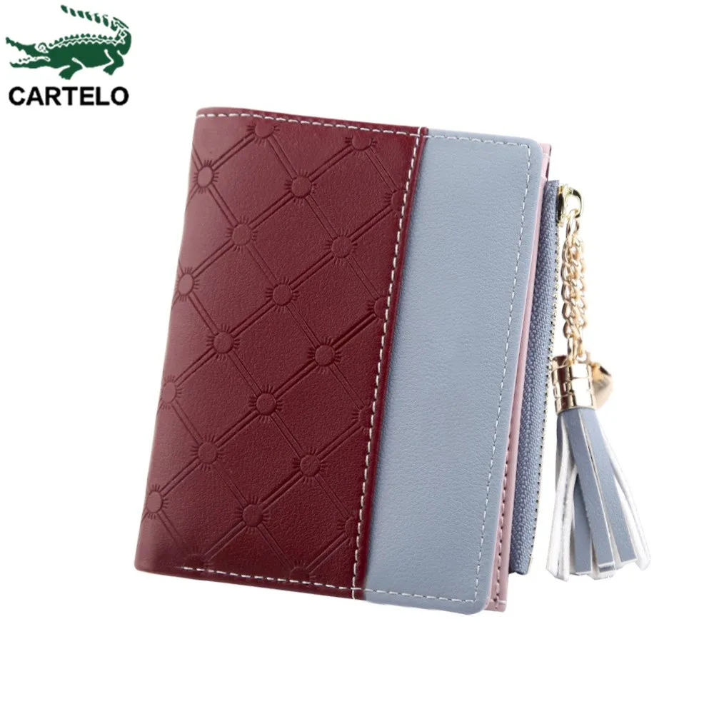 

CARTELO 2020 New Women's wallet women's short coin purse contrast color wallet zipper button bag wallet women small wallet