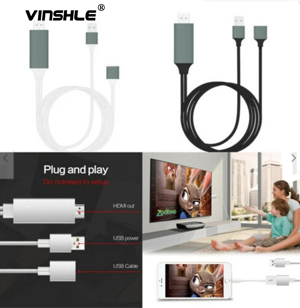 Vinshle HDMI кабель для Lightning Micro USB к адаптер конвертер AV HD TV IOS iPhone iPad MHL Android phone|Кабели