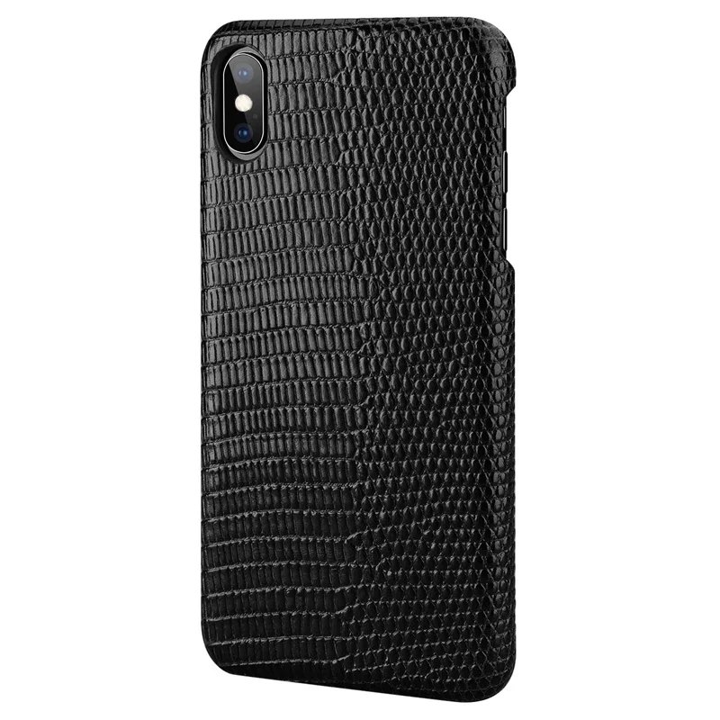 Роскошный чехол Lizard textur для задней крышки Fundas для iPhone 11 Pro XR X XS Max, чехол из натуральной кожи для iPhone 8 7 6 6s Plus, чехол 8p Coque - Цвет: Черный