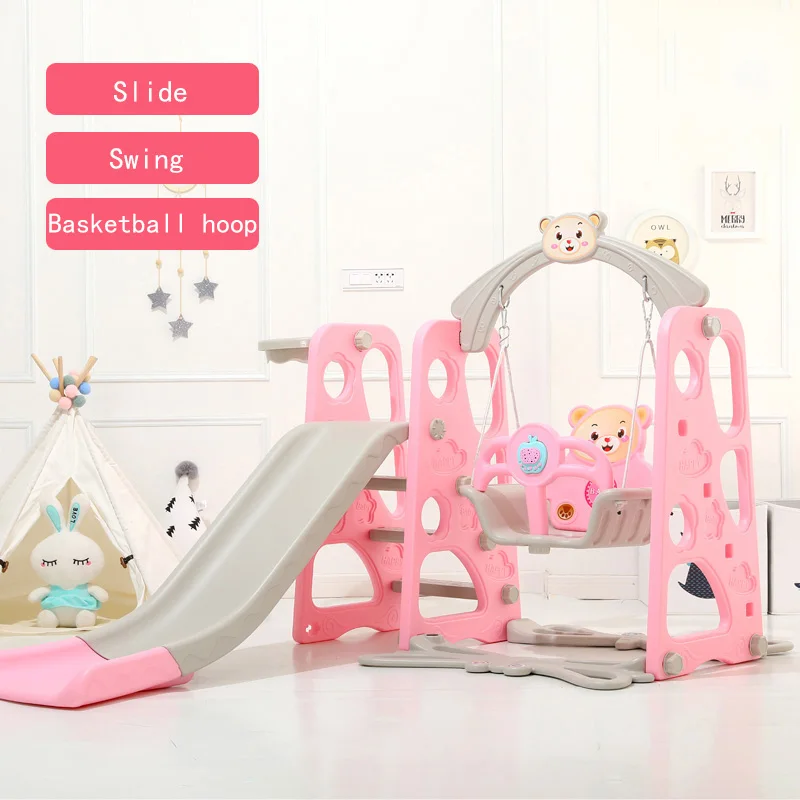 Children's Slide Indoor Multi-functional Slide Basket Swing Combination Small Amusement Park Baby Music Learning Machine Toys