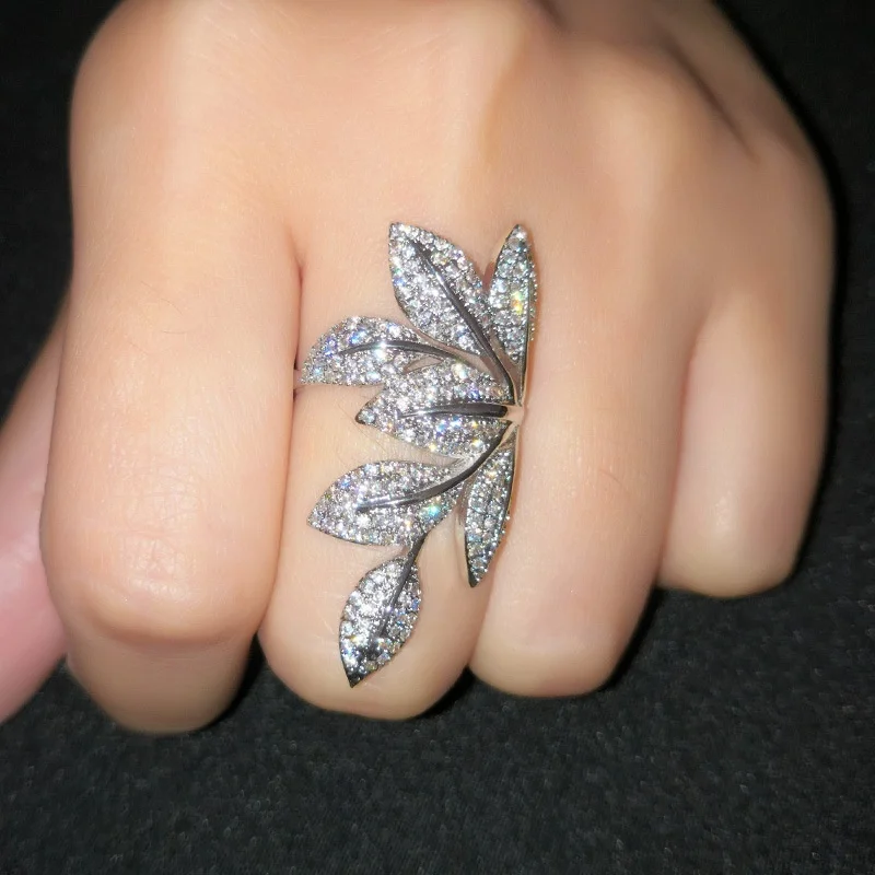 Jewelry Princess White Natural Zircon Silver Color Engagement Wedding Party Adjustable Copper Rings for Women silver ring wedding rings silver rings