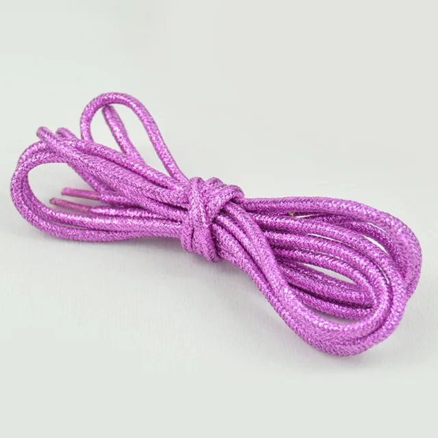 1 Pair Fashion Gold Silver Silk Glitter Reflective Shoelaces For Sneakers Casual Round Pearl White Colored Shoe Strings Cordones Purple