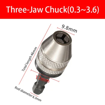 

0.3-3.6mm Quick Change Drill Chuck 6.35mm Hex Shank Chuck Adapter Converter