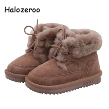 Зимние детские зимние ботинки; Теплая обувь из натуральной кожи; ботильоны на меху для маленьких девочек; брендовые ботинки для малышей; черная обувь для мальчиков; Новинка