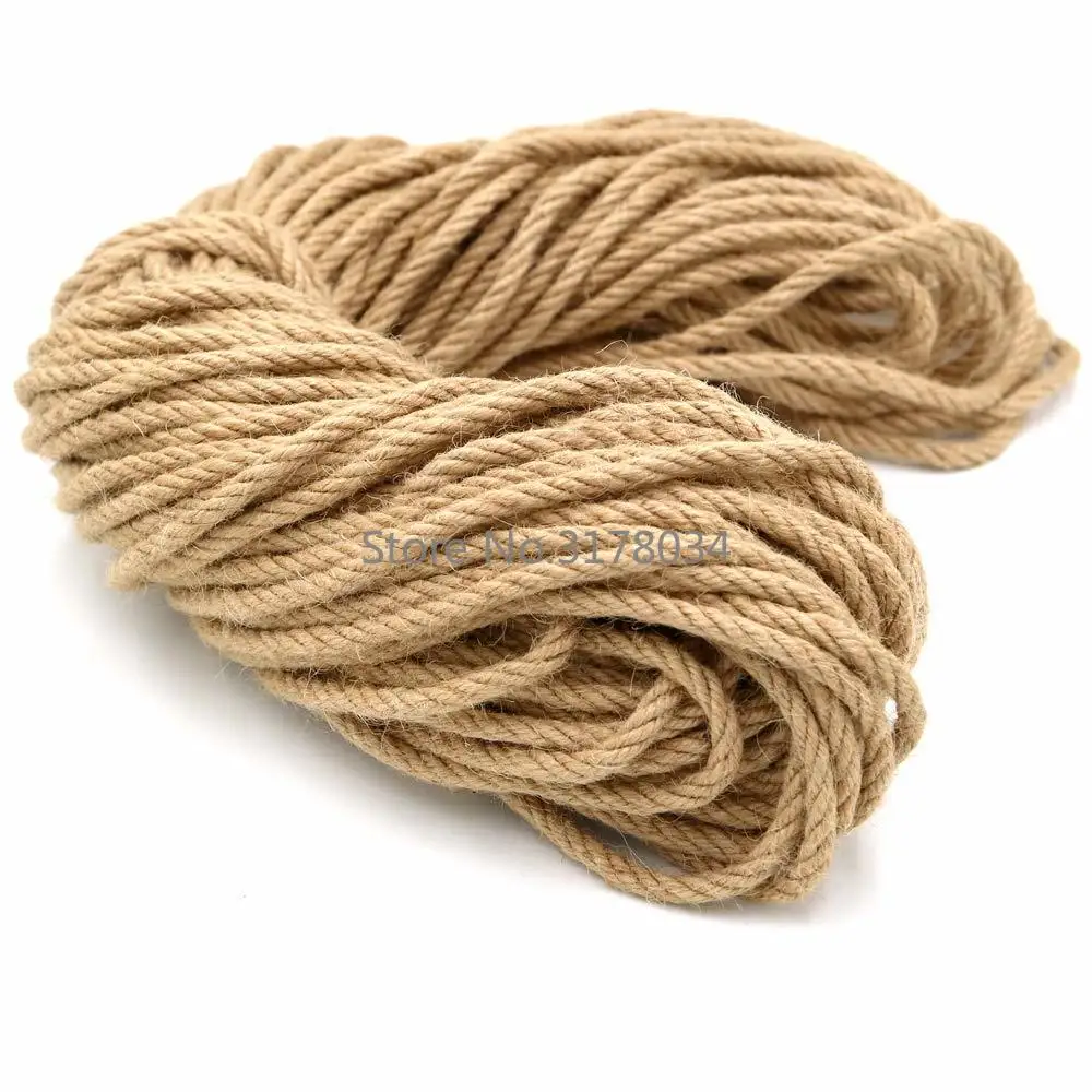 6mm 1m-50m Natural Jute Cords Heavy Duty Twine Hemp Twisted Cord Macrame String DIY Craft Handmade Decoration Pet Scratching jute rope
