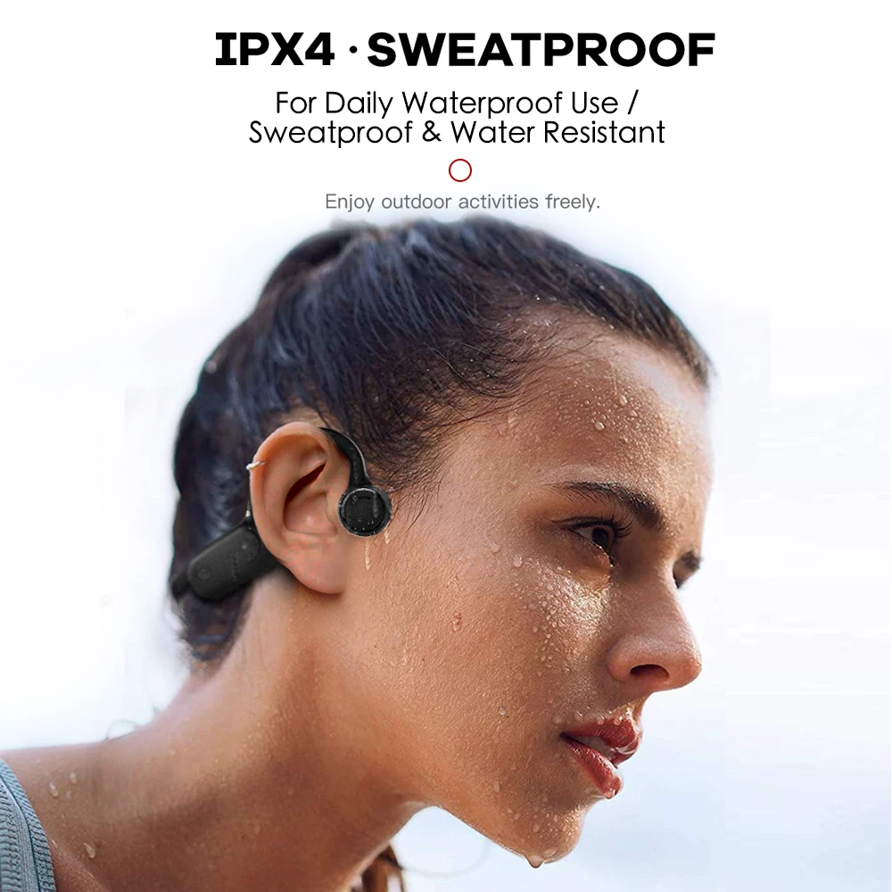 Căști Bluetooth 5.0 cu microfon, căști sport fără fir, stereo, impermeabile, cu inducție osoasă, pentru ciclism, alergare, drumeții_voghion.com