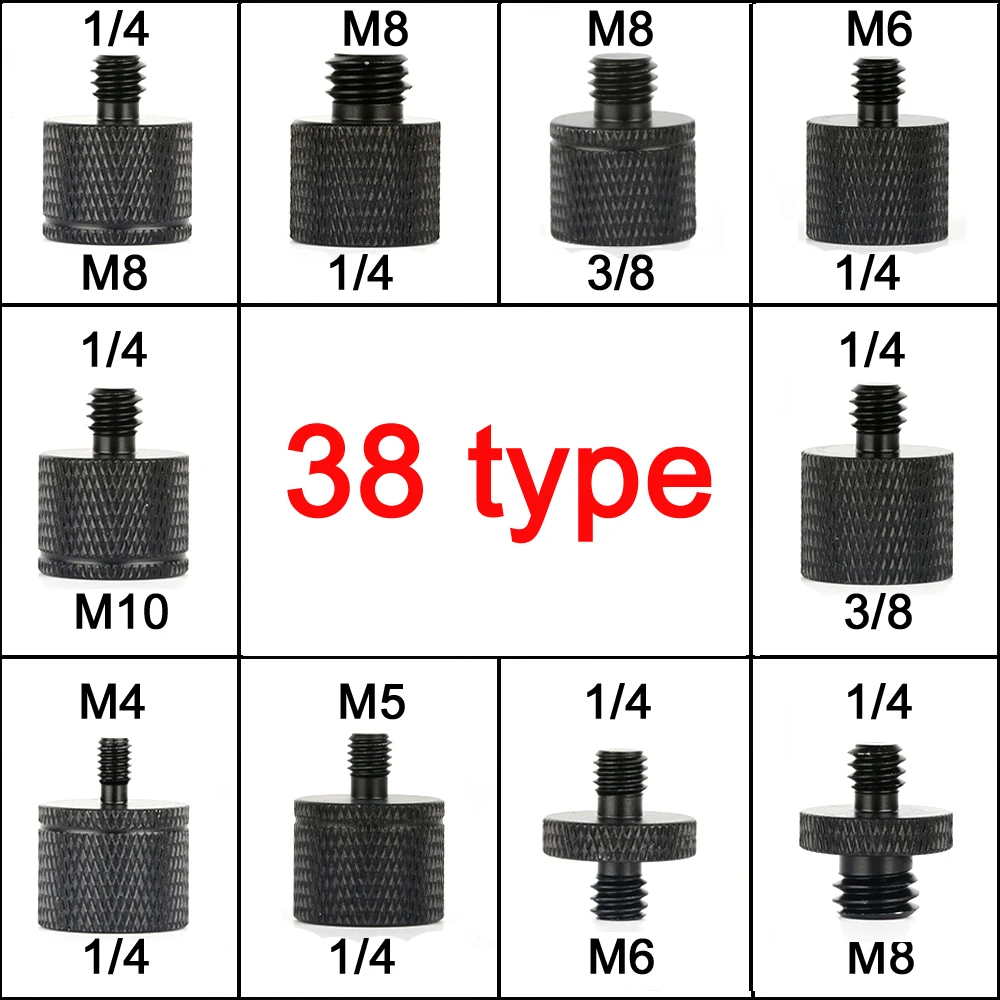 38 Type 1/4 3/8 M8 M6 Male to Female Thread Screw Mount Converter Adapter Tripod,Ring Light,Selfie Stick,Rod Rail Rig,Projector