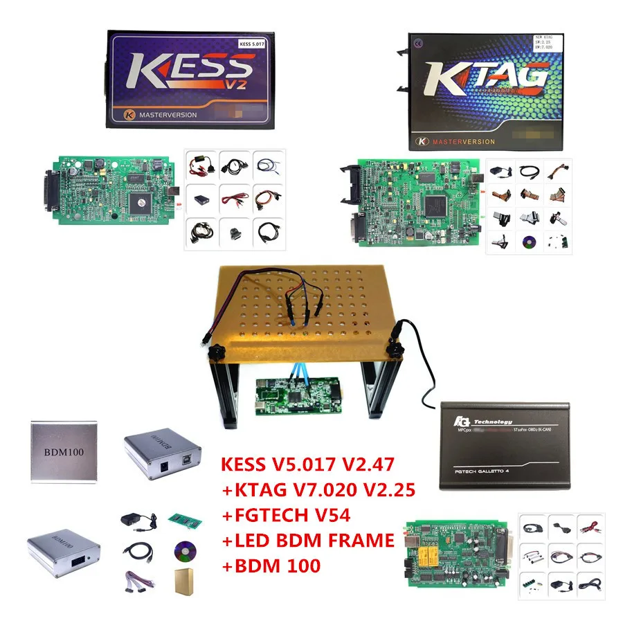 Оптовая продажа! Онлайн KESS V5.017 V2.47 + KTAG V7.020 V2.25 FG TECH V54 BDM100 LED BDM Рамка OBD2 менеджер