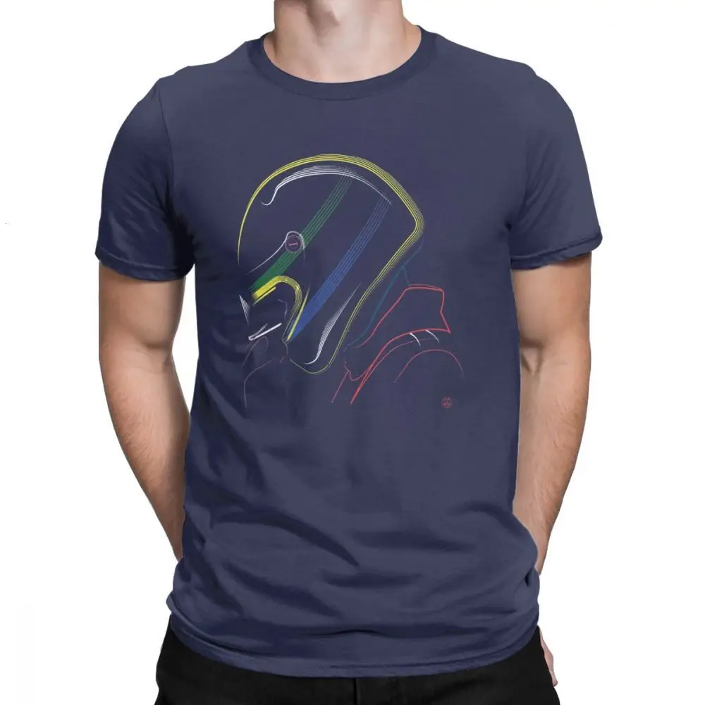 NavyBlue One yona Мужская футболка Ayrton Senna Helmet Awesome хлопковая футболка футболки с коротким рукавом Crewneck одежда идея подарка - Цвет: NavyBlue