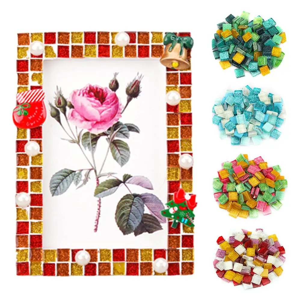 500Pcs 1x1cm Ceramic Mix-color Square Glitter DIY Craft Mosaic Tiles Home Decor Mixed Color 1CM Crystal Glass | Дом и сад