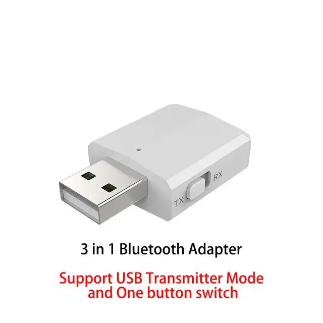 5,0 USB Bluetooth передатчик приемник для ТВ 3,5 мм мини автомобиль 3 в 1 адаптер AUX Стерео музыка+ переключатель беспроводной адаптеры - Цвет: white