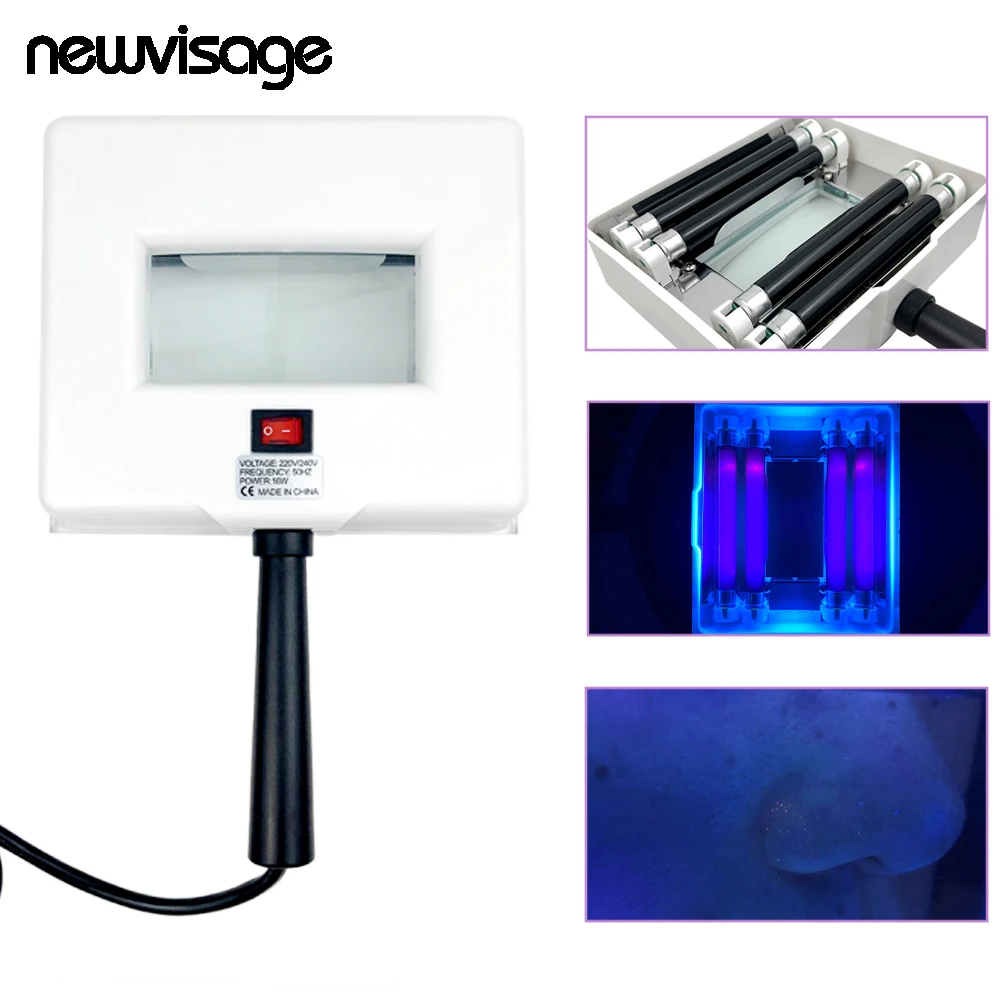 Woods Lamp Skin Analyzer Handheld UV Facial Skin Analysis Test Wood's Lamp Ultraviolet Black Light Examination Magnifying Device