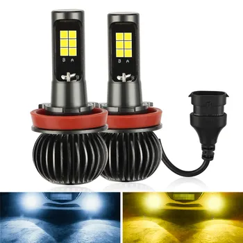 

2pcs Yellow White Dual Colors Switchback H11 H8 Led Car Fog Lights Bulb Auto Foglamp#W