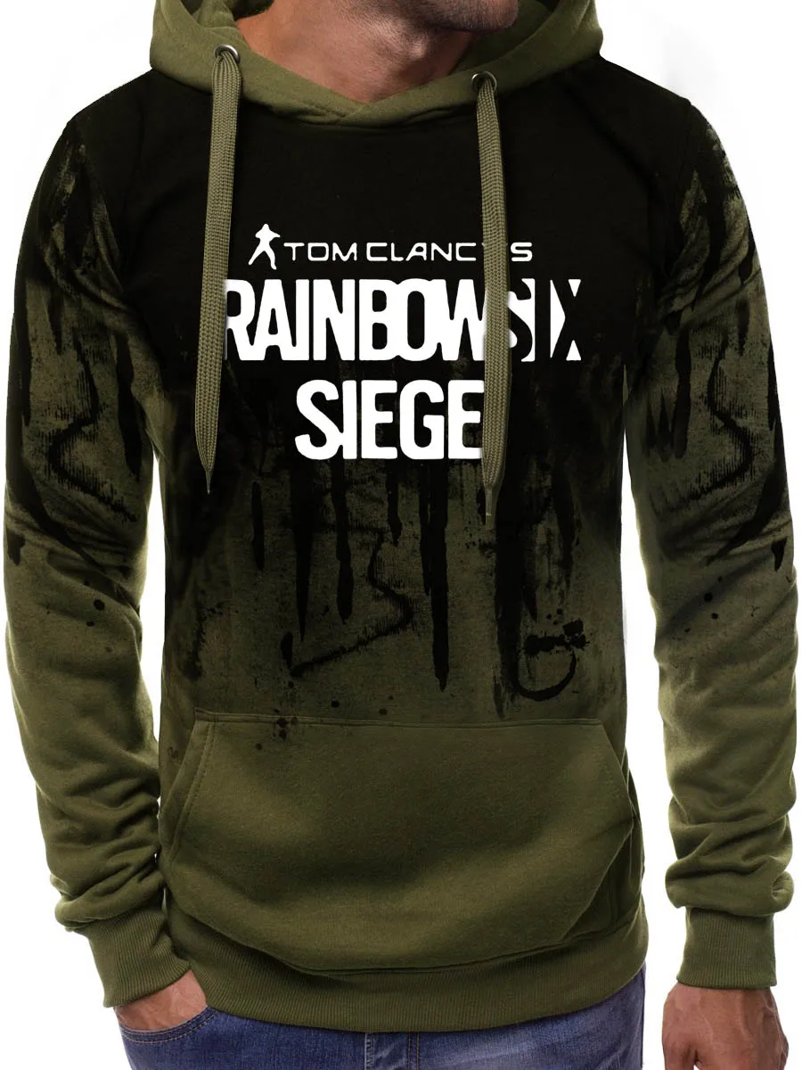 Rainbow Six Siege Толстовка градиентной расцветки для мужчин осень зима Harajuku толстовка хип-хоп спортивный костюм мужские толстовки с капюшоном